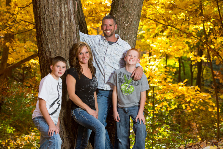 Family Photo in fall leaves