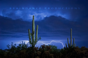 Saguaro Cactus with Lightning